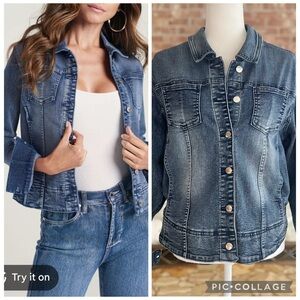 Venus Denim Jacket Medium Wash Large Distressed Trucker Biker Classic